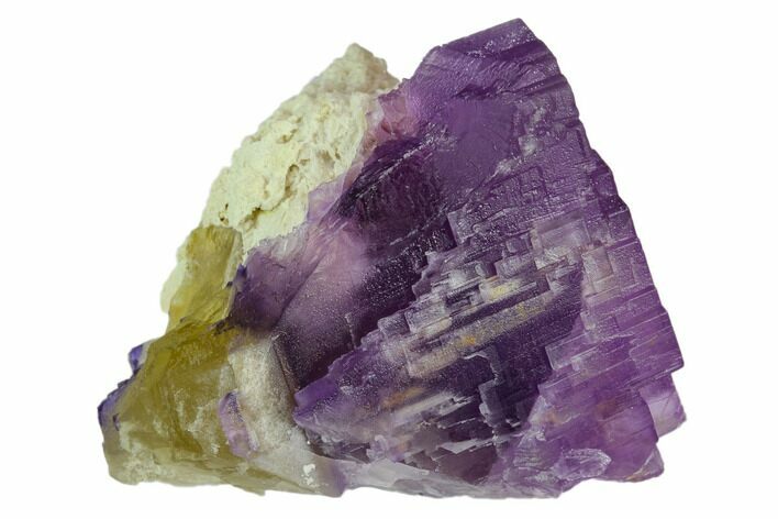 Yellow & Purple Fluorite on Barite - Cave-in-Rock, Illinois #128783